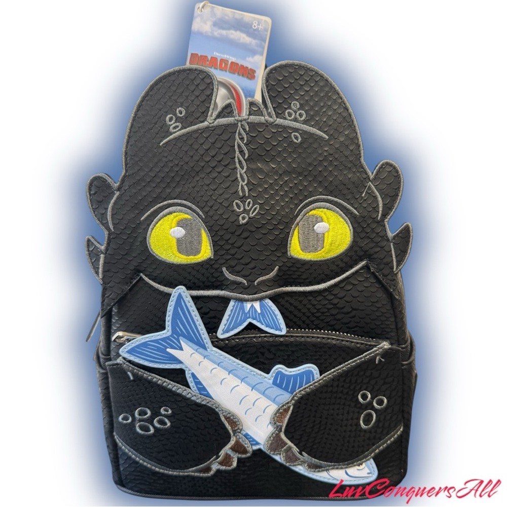 Loungefly DreamWorks How to Train Your Dragon Toothless & Fish Figural Mini Back